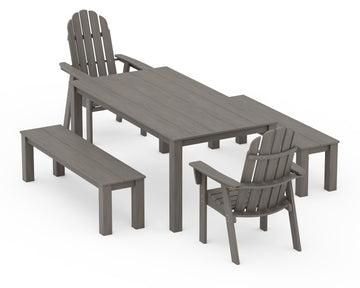 Vineyard Curveback Adirondack 5-Piece Parsons Dining Set with Benches