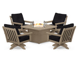 Vineyard 5-Piece Deep Seating Swivel Conversation Set with Fire Pit Table