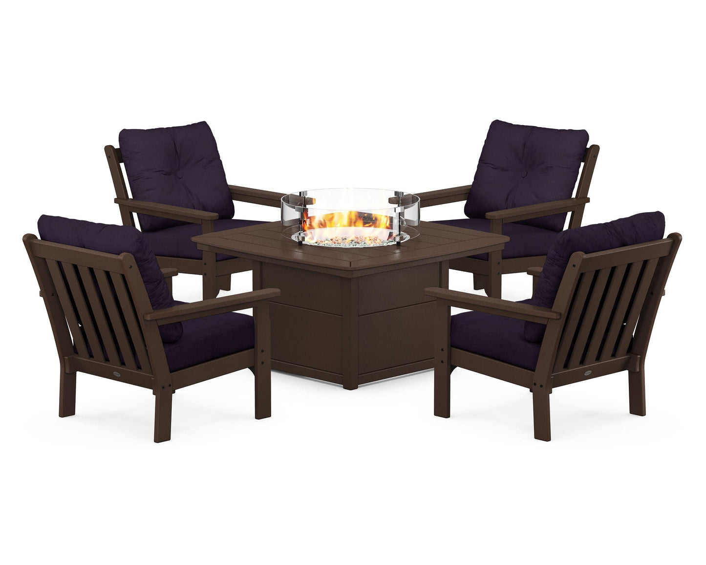 Vineyard 5-Piece Conversation Set with Fire Pit Table