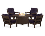 Vineyard 5-Piece Conversation Set with Fire Pit Table