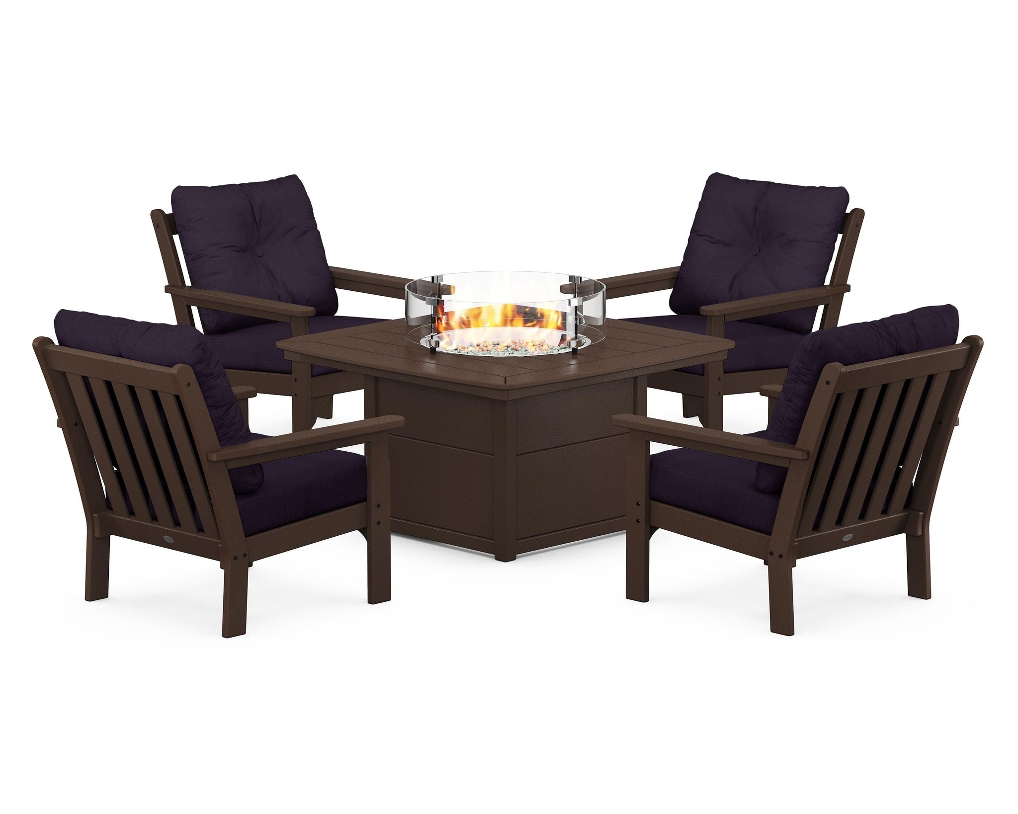 Vineyard 5-Piece Conversation Set with Fire Pit Table