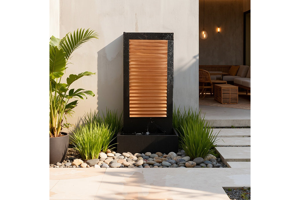 Exaco Zig Zag Copper Outdoor Water Fountain 63" Tall New