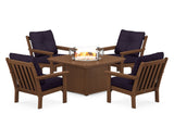 Vineyard 5-Piece Conversation Set with Fire Pit Table