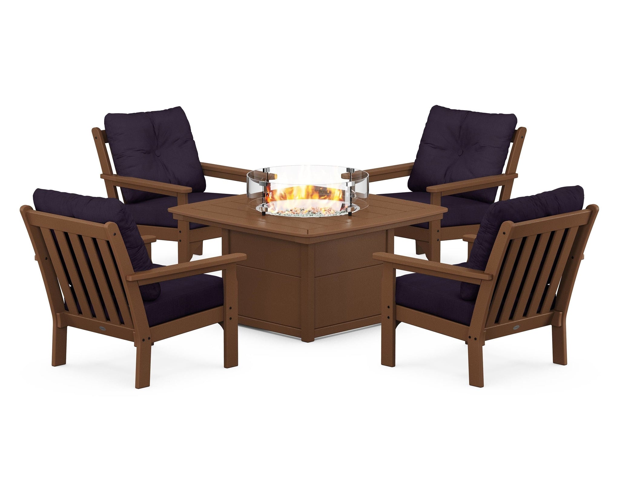 Vineyard 5-Piece Conversation Set with Fire Pit Table