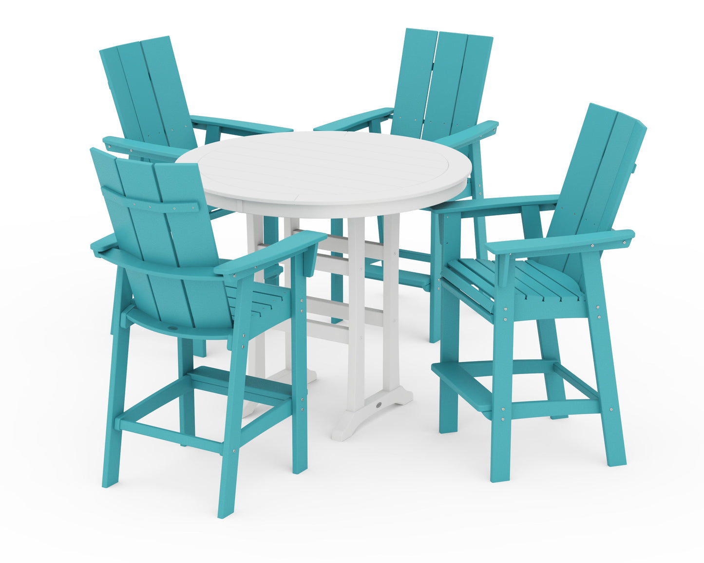 Modern Curveback Adirondack 5-Piece Nautical Trestle Bar Set