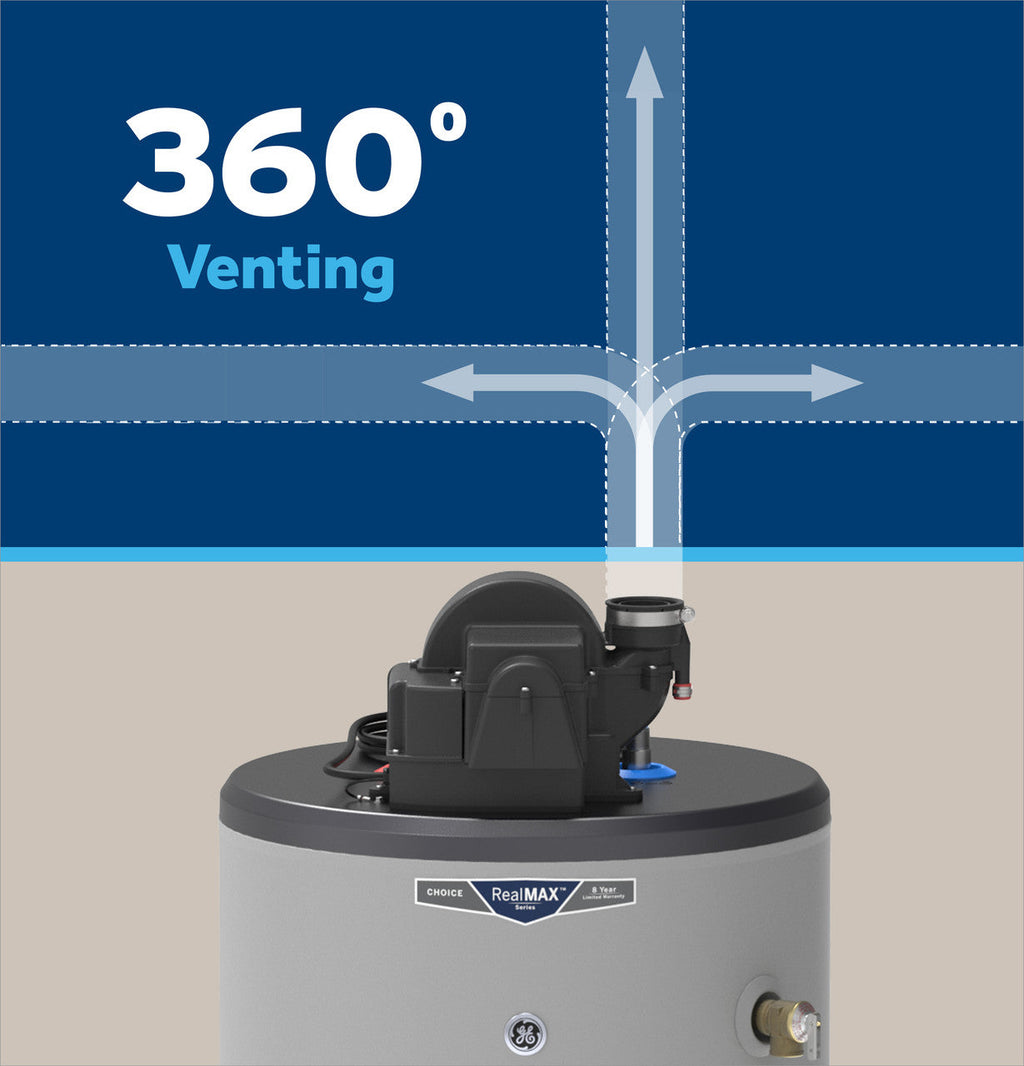 GE RealMAX Choice 40-Gallon Short Natural Gas Power Vent Low-NOx Water Heater
