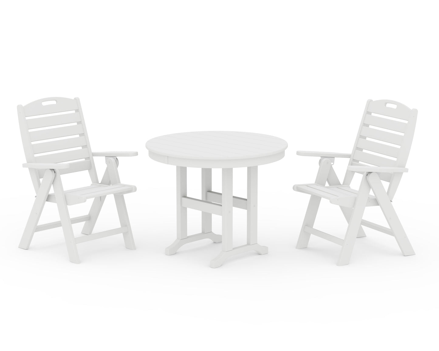 Nautical Folding Highback Chair 3-Piece Round Dining Set