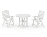 Nautical Folding Highback Chair 3-Piece Round Dining Set