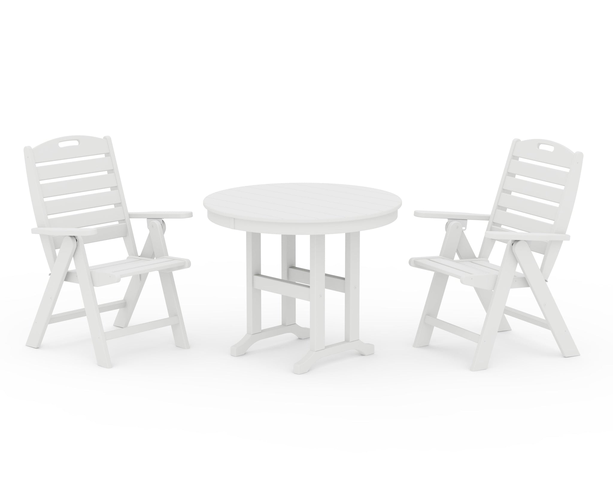 Nautical Folding Highback Chair 3-Piece Round Dining Set