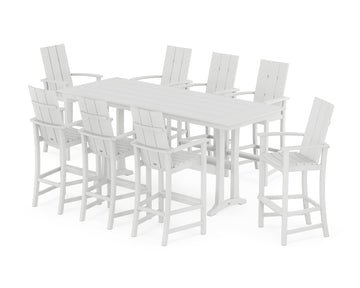 Modern Adirondack 9-Piece Farmhouse Bar Set with Trestle Legs