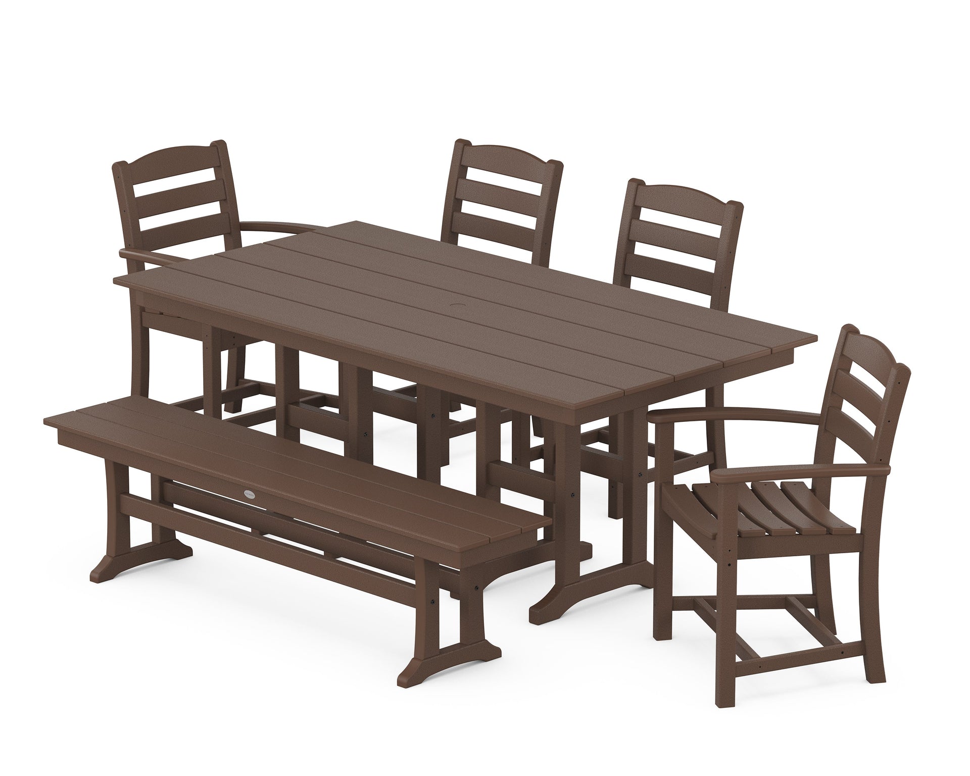 La Casa Café 6-Piece Farmhouse Dining Set with Bench