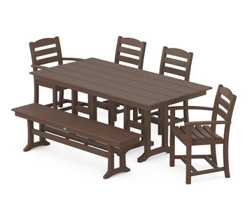 La Casa Café 6-Piece Farmhouse Dining Set with Bench