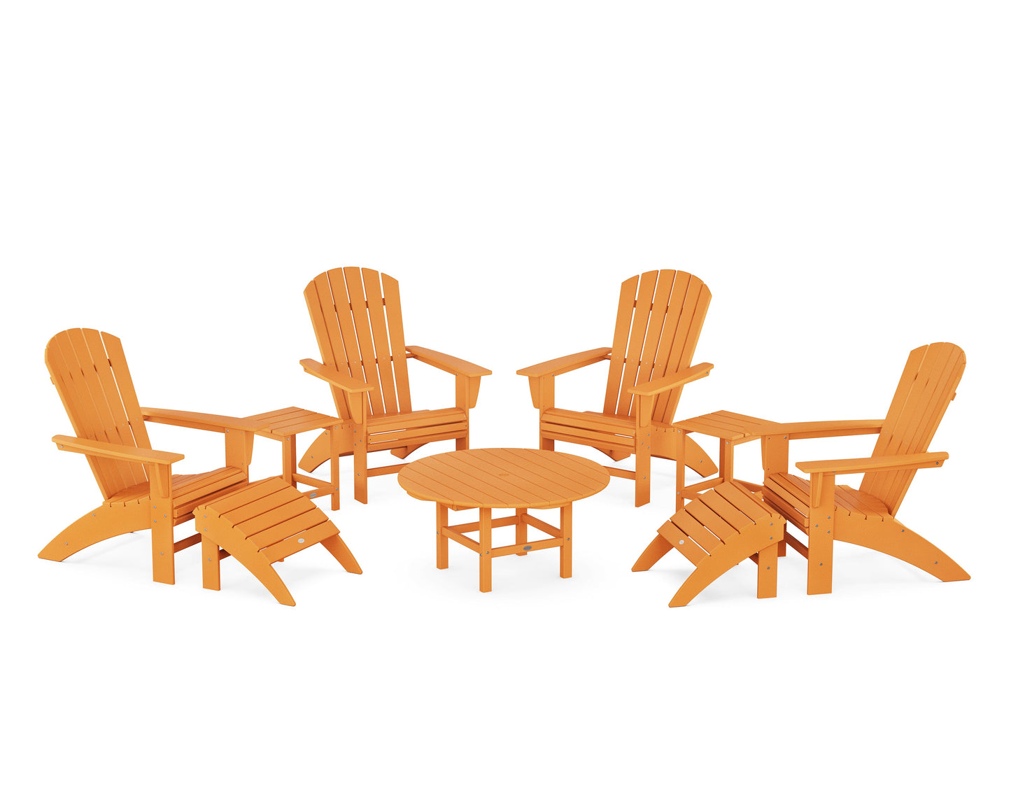 Nautical Curveback Adirondack Chair 9-Piece Conversation Set
