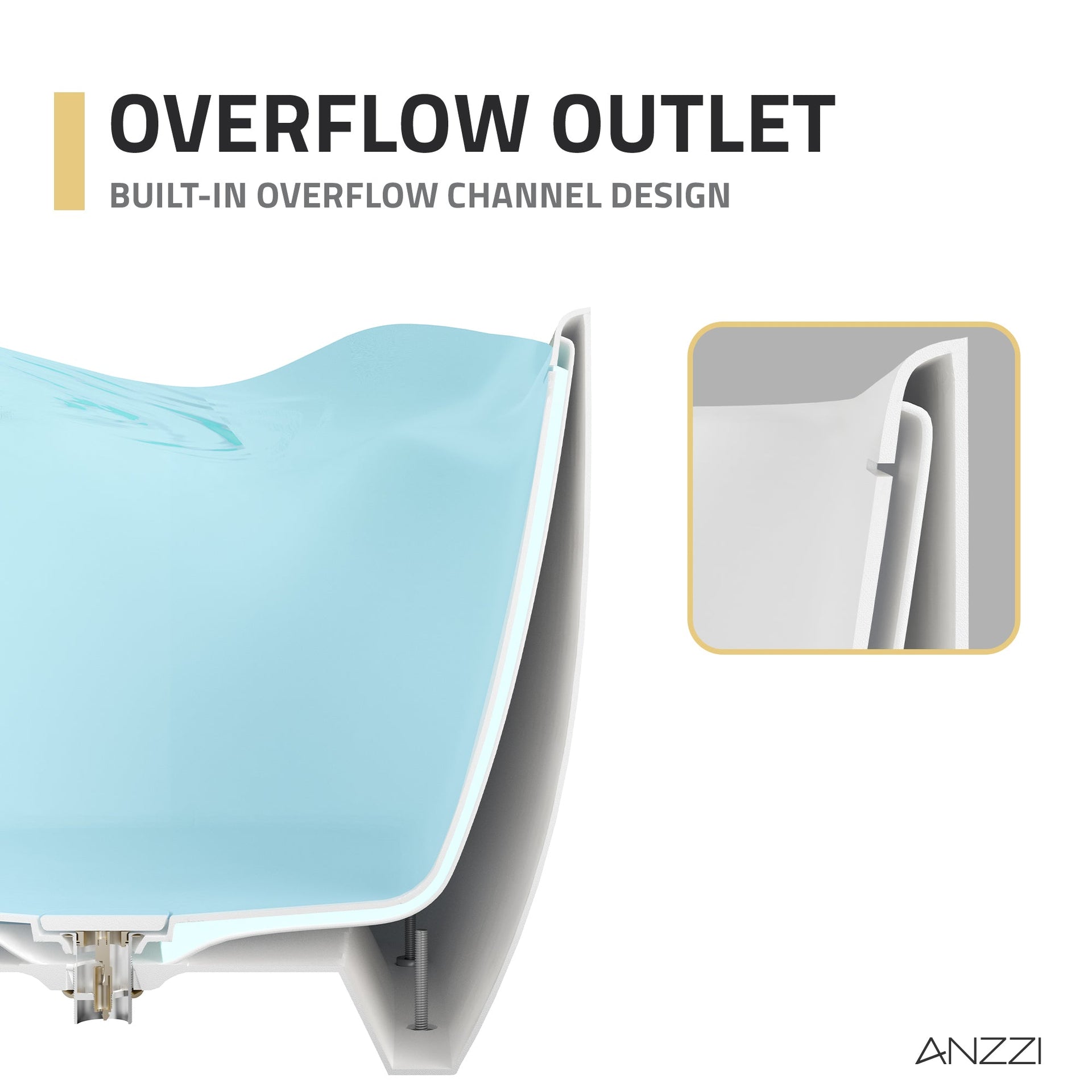 Anzzi Deep Soaking Bathtub 67 x 32 in. Rectangle Freestanding Stone Resin New