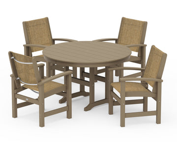 Coastal 5-Piece Round Farmhouse Dining Set
