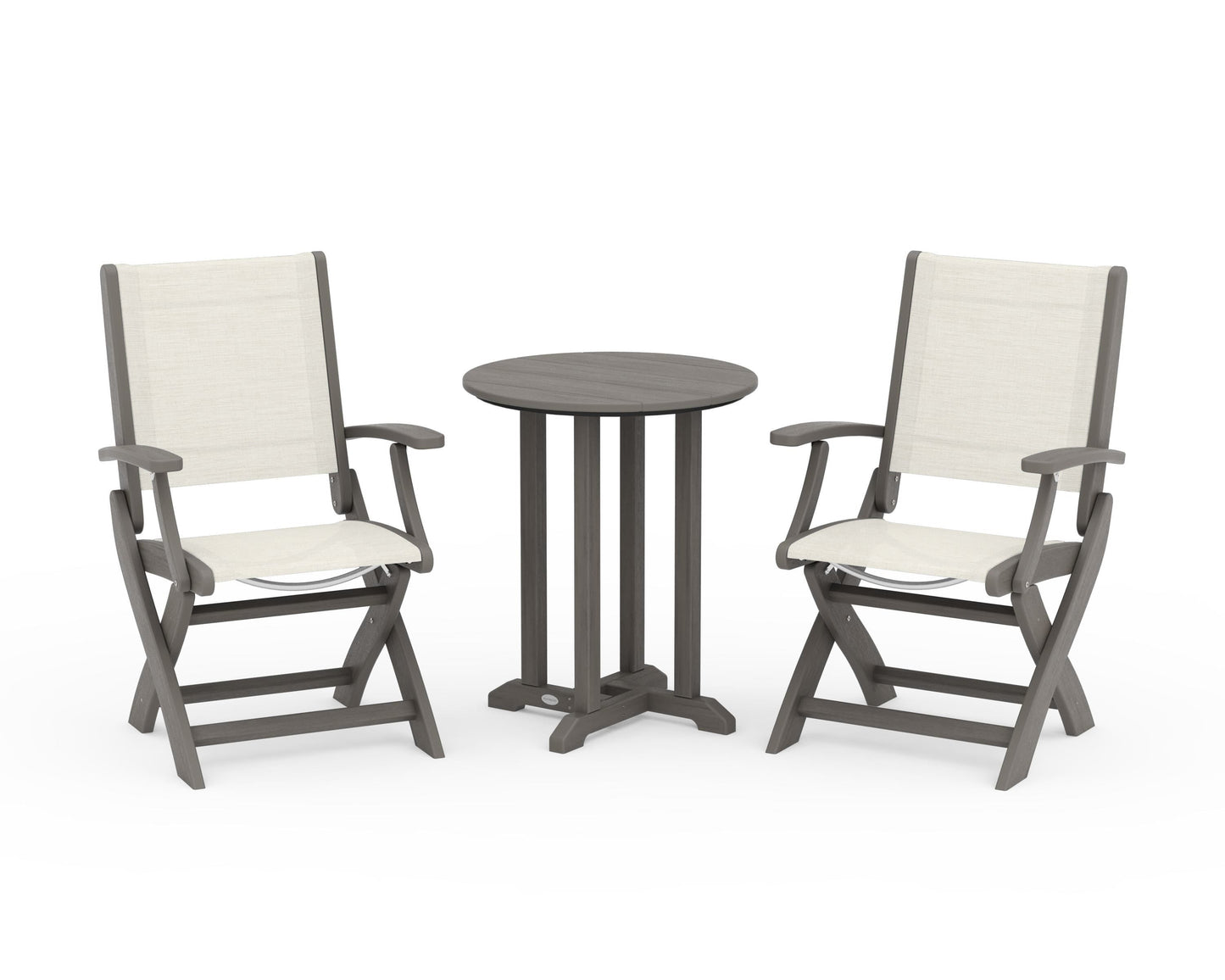 Coastal Folding 3-Piece Round Bistro Dining Set