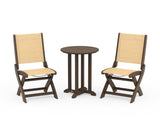 Coastal Folding Side Chair 3-Piece Round Bistro Dining Set