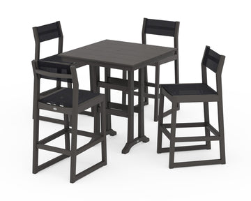 EDGE Sling Arm Chair 5-Piece Farmhouse Bar Set with Trestle Legs