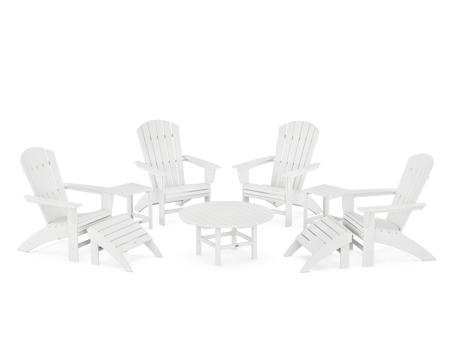 Nautical Curveback Adirondack Chair 9-Piece Conversation Set