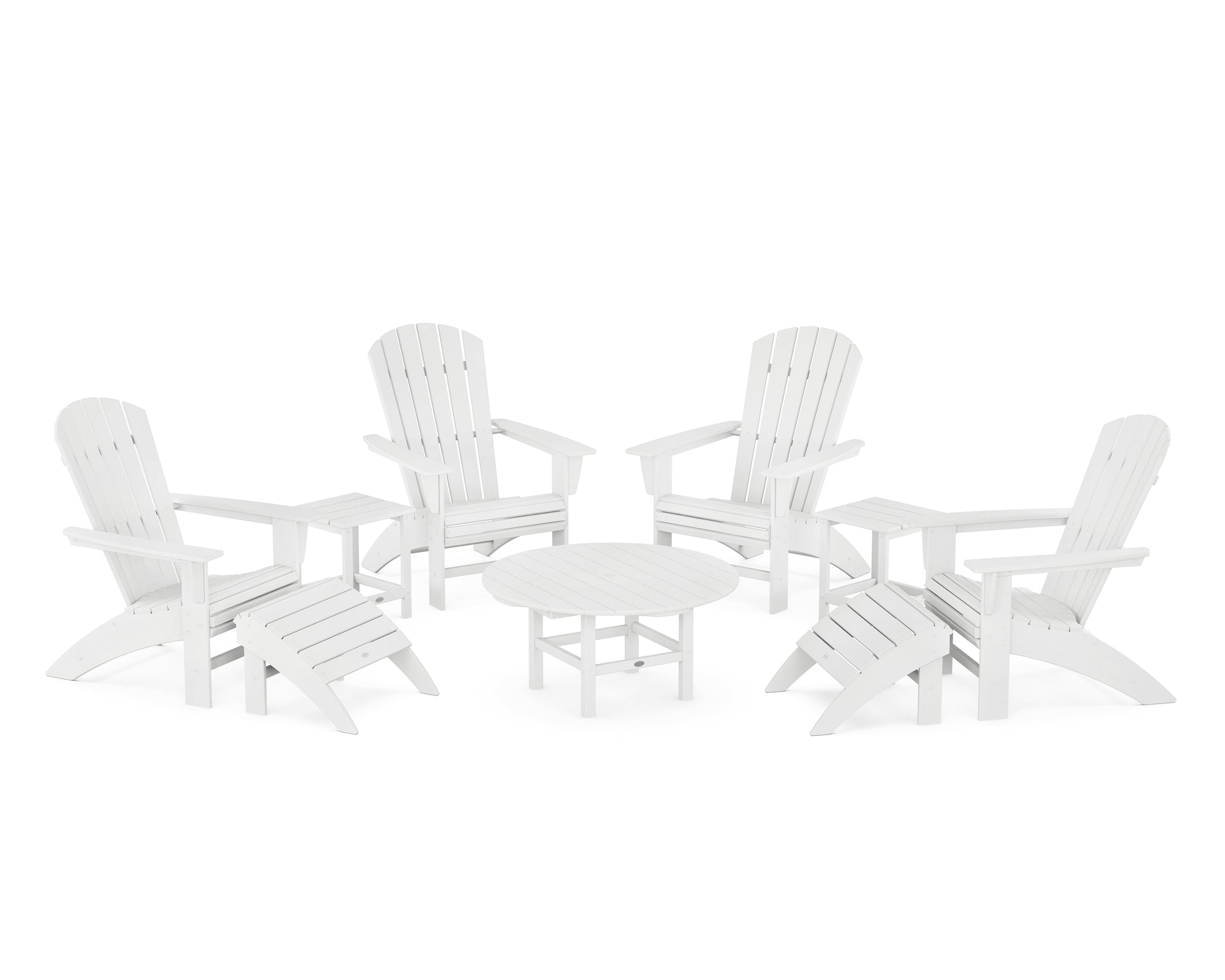 Nautical Curveback Adirondack Chair 9-Piece Conversation Set
