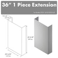 ZLINE 36 in. Chimney Extension for 60 in. Under Cabinet Outdoor Grill Hood (1PEXT-GOU60-36)