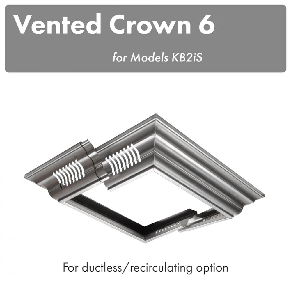 ZLINE Vented Crown Molding Profile 6 for Island Mount Range Hood in Satin Stainless Steel (CM6V-KB2iS)