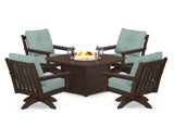 Vineyard 5-Piece Deep Seating Swivel Conversation Set with Fire Pit Table