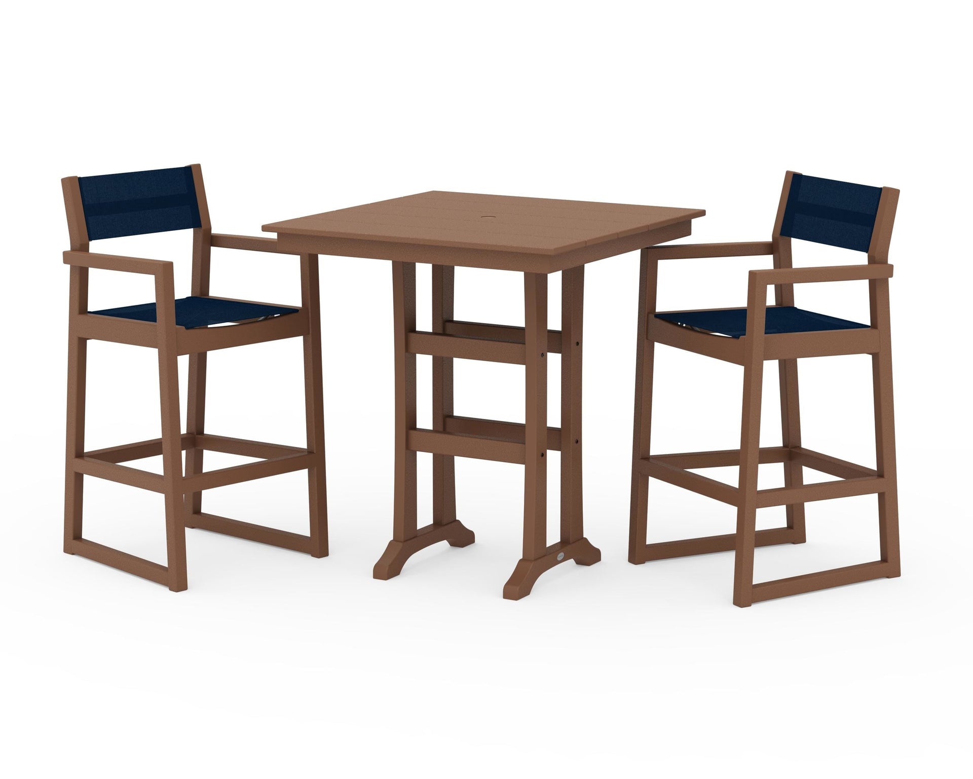 EDGE Sling Arm Chair 3-Piece Farmhouse Bar Set with Trestle Legs