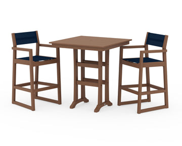 EDGE Sling Arm Chair 3-Piece Farmhouse Bar Set with Trestle Legs