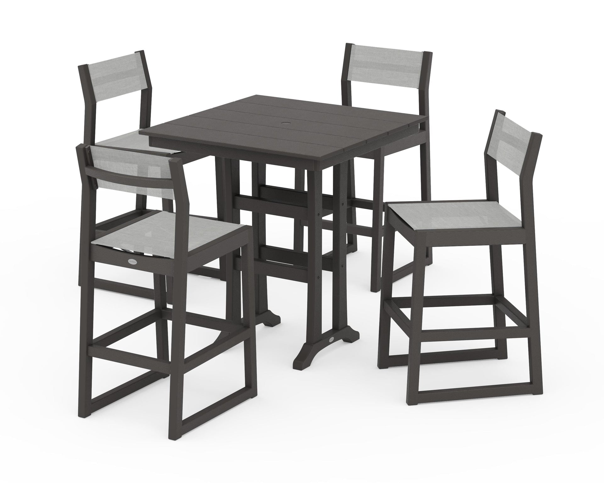 EDGE Sling Arm Chair 5-Piece Farmhouse Bar Set with Trestle Legs