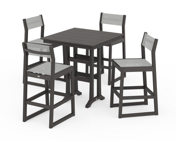 EDGE Sling Arm Chair 5-Piece Farmhouse Bar Set with Trestle Legs