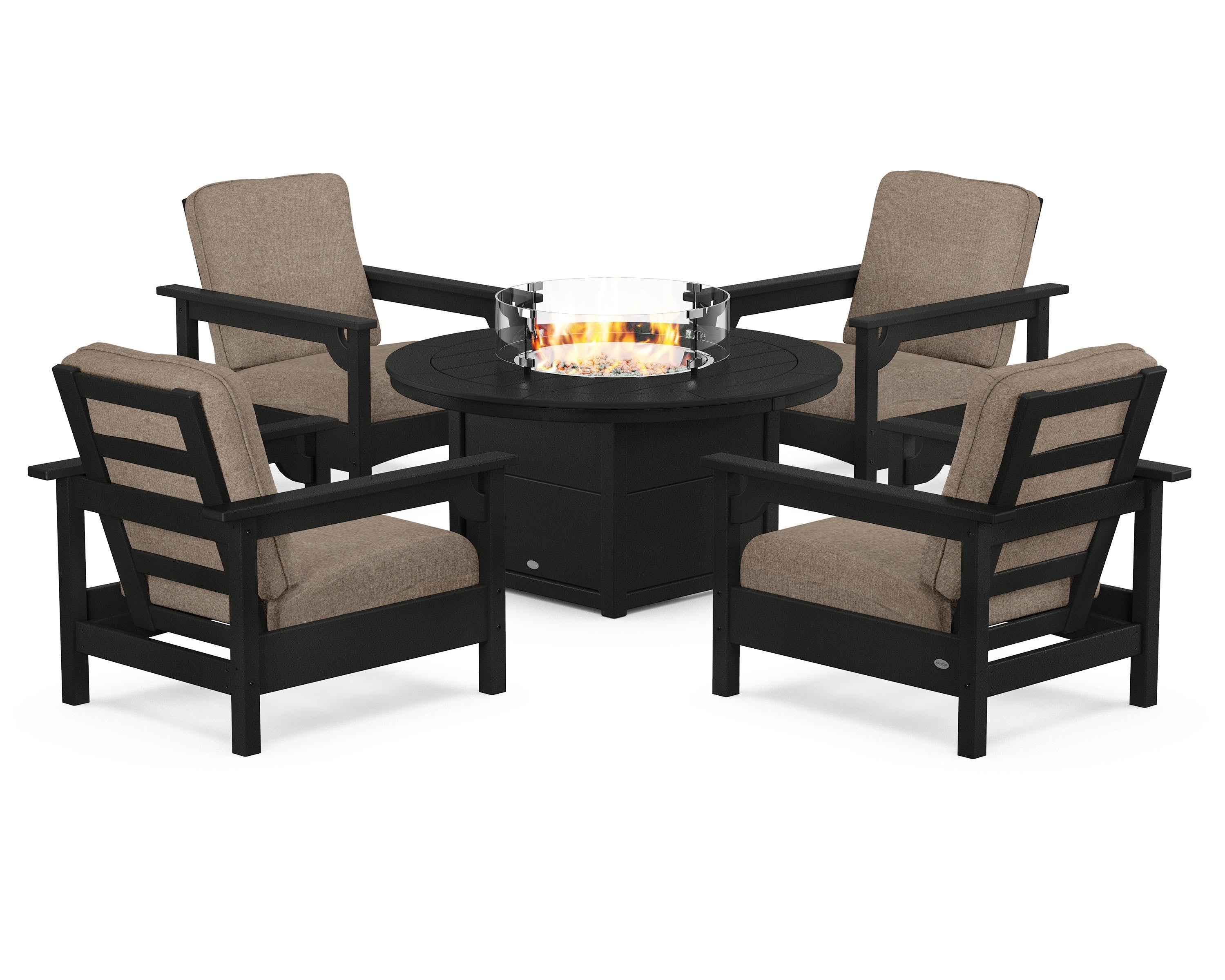 Club 5-Piece Conversation Set with Fire Pit Table