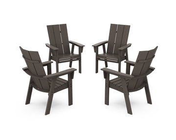 Modern 4-Piece Curveback Upright Adirondack Conversation Set