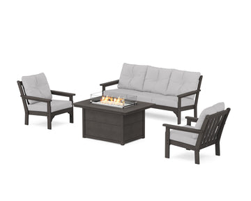 Vineyard Deep Seating Fire Pit Table Set