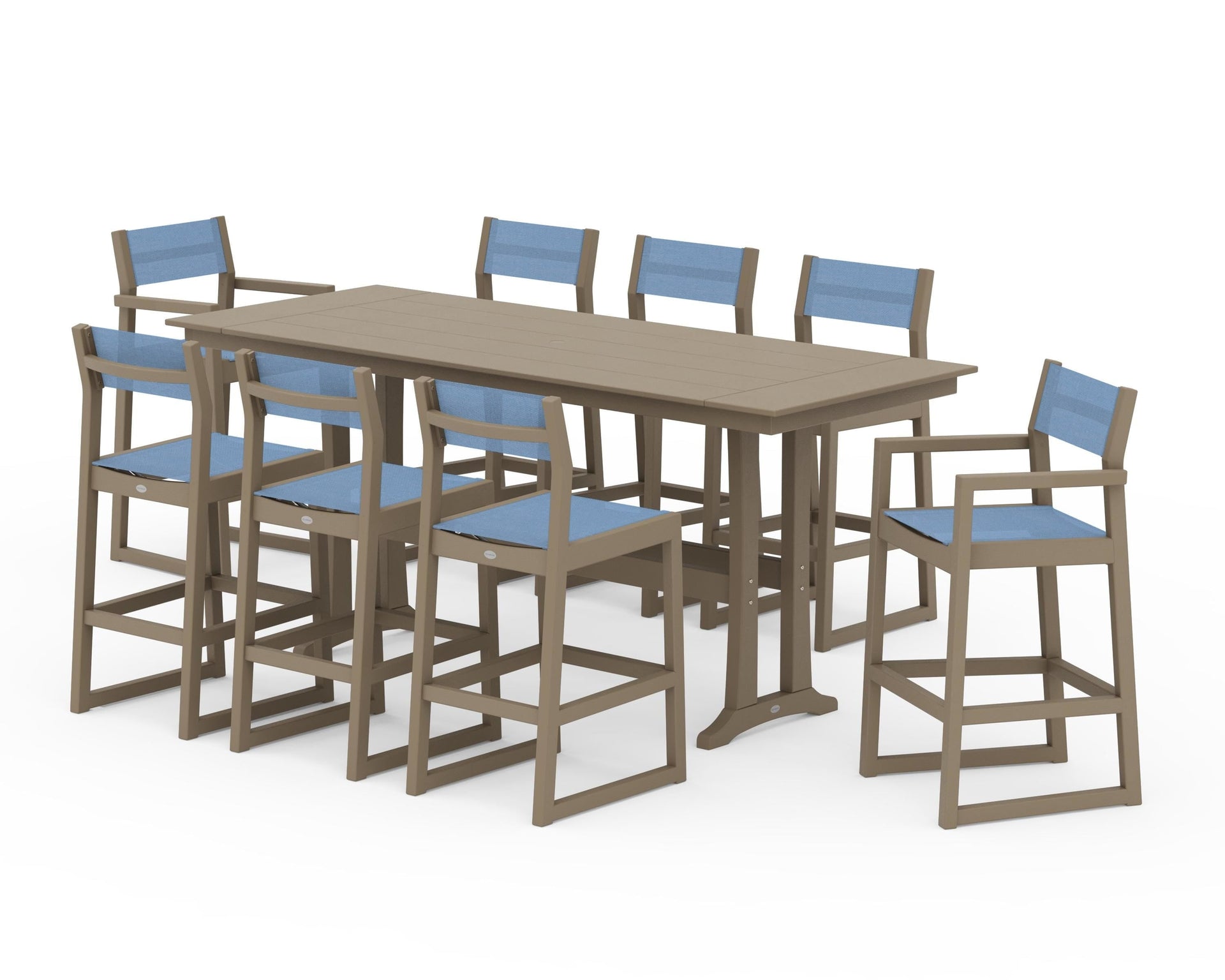 EDGE Sling 9-Piece Farmhouse Bar Set with Trestle Legs