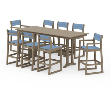 EDGE Sling 9-Piece Farmhouse Bar Set with Trestle Legs