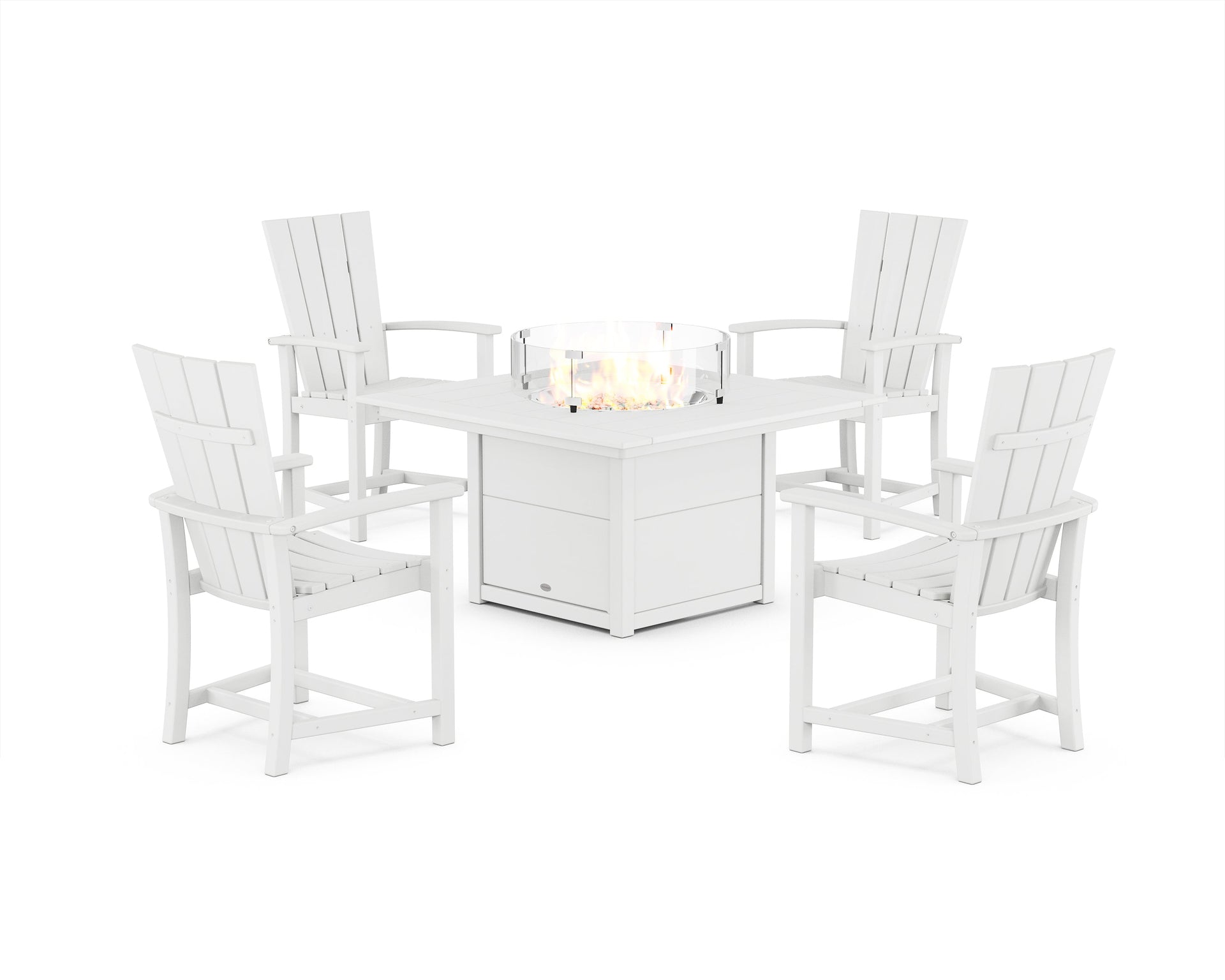 Quattro 4-Piece Upright Adirondack Conversation Set with Fire Pit Table