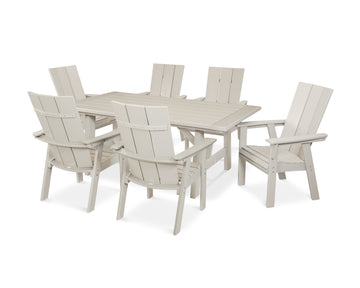 Modern Curveback Adirondack 7-Piece Rustic Farmhouse Dining Set