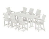 Modern Curveback Adirondack 9-Piece Farmhouse Counter Set with Trestle Legs
