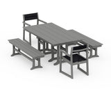 EDGE Sling Arm Chair 5-Piece Farmhouse Dining Set with Benches