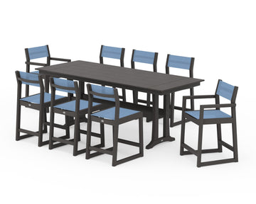EDGE Sling 9-Piece Farmhouse Counter Set with Trestle Legs