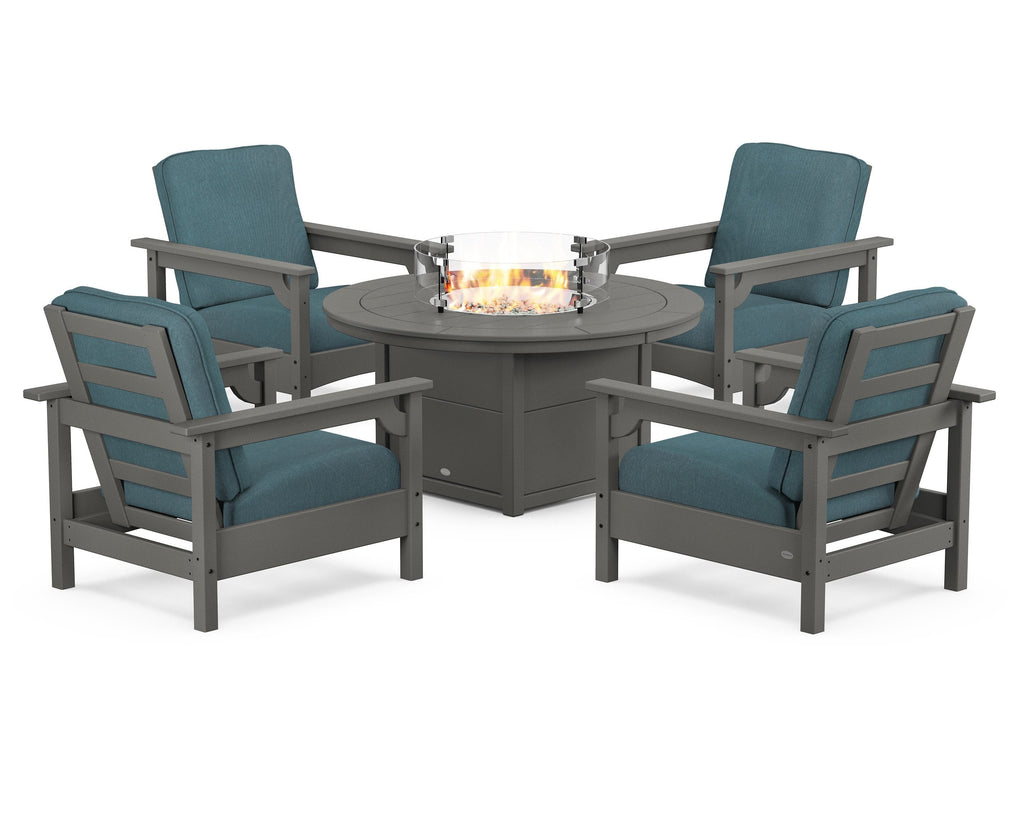 Club 5-Piece Conversation Set with Fire Pit Table