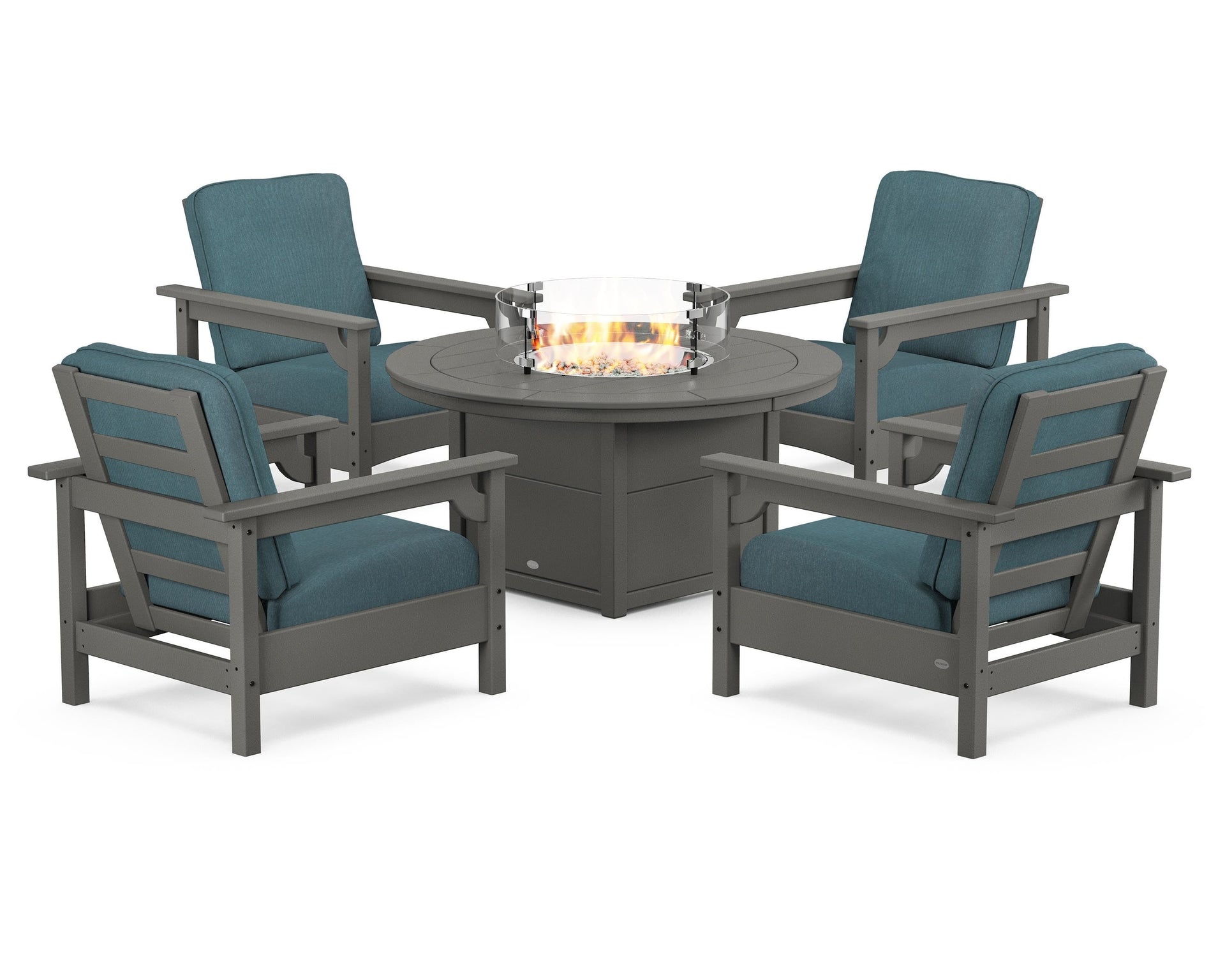 Club 5-Piece Conversation Set with Fire Pit Table