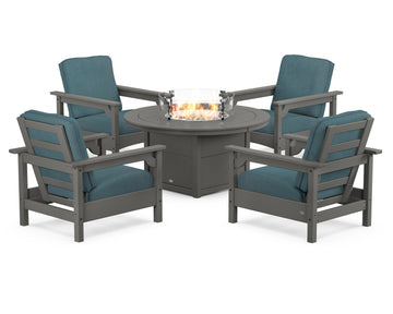 Club 5-Piece Conversation Set with Fire Pit Table