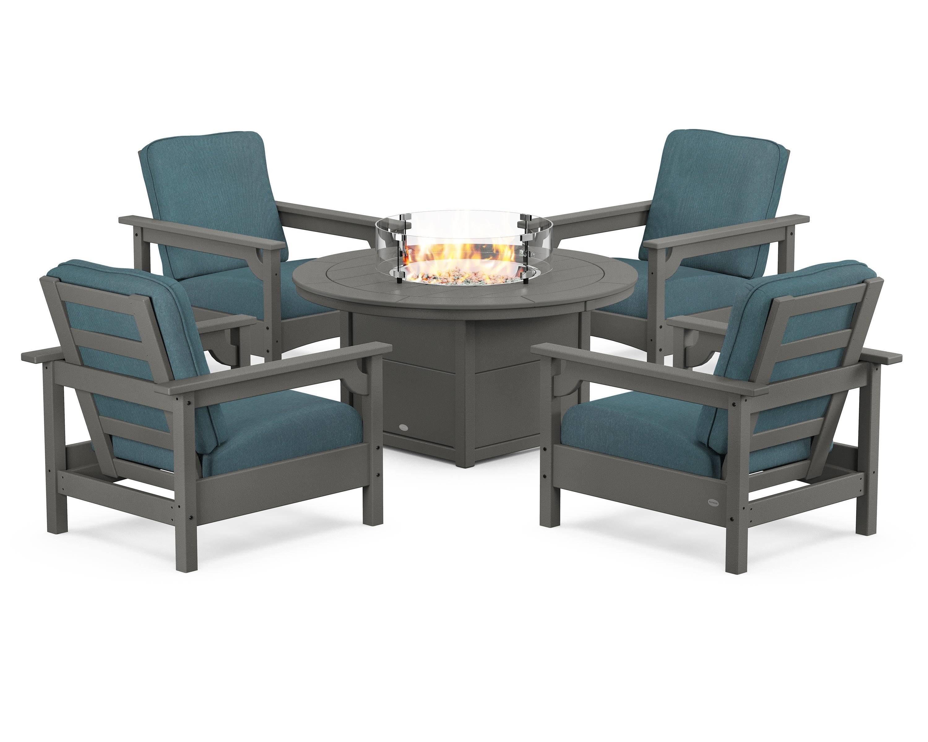 Club 5-Piece Conversation Set with Fire Pit Table