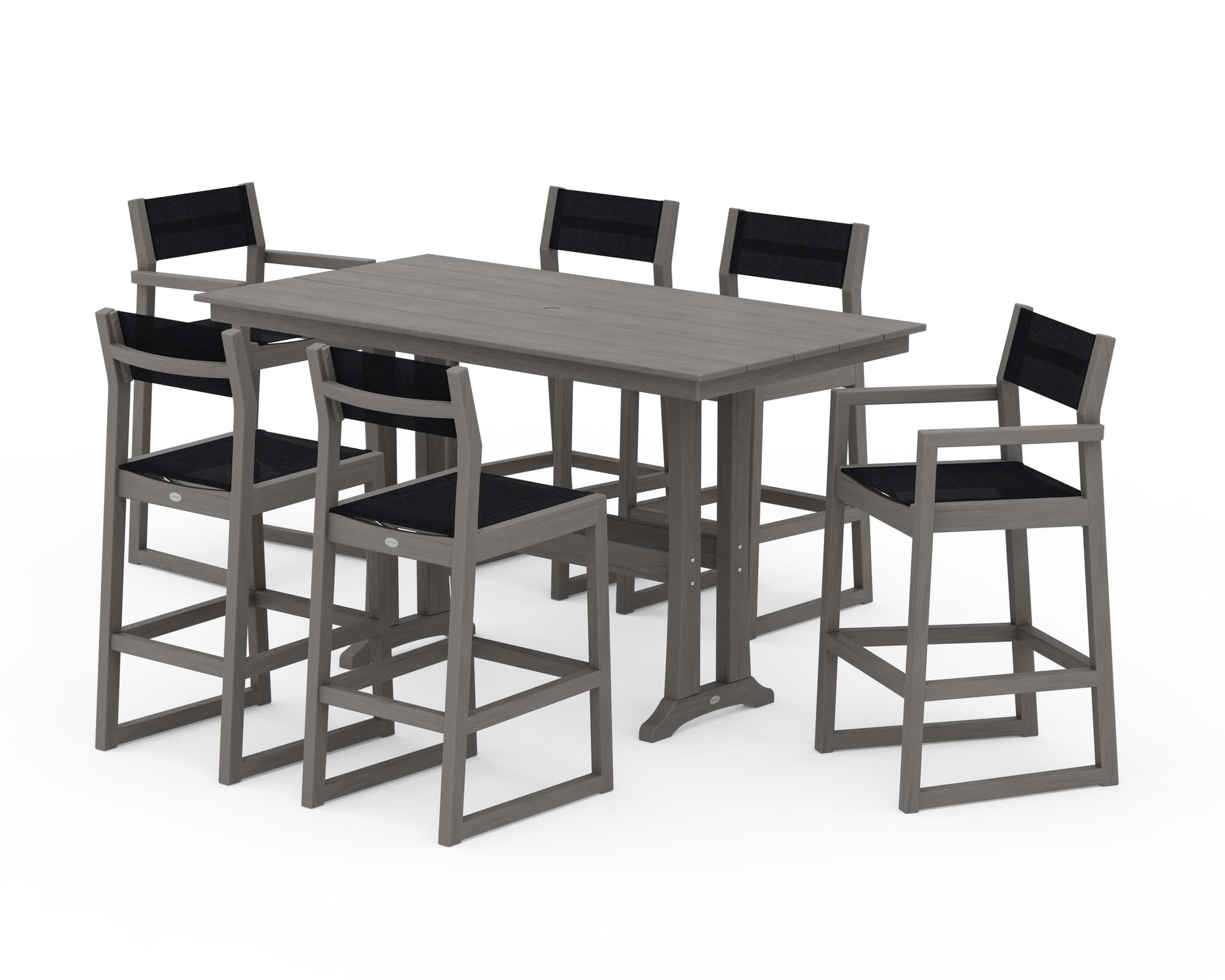 EDGE Sling 7-Piece Farmhouse Bar Set with Trestle Legs