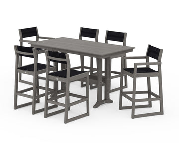 EDGE Sling 7-Piece Farmhouse Bar Set with Trestle Legs