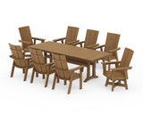 Modern Curveback Adirondack Swivel 9-Piece Farmhouse Dining Set with Trestle Legs
