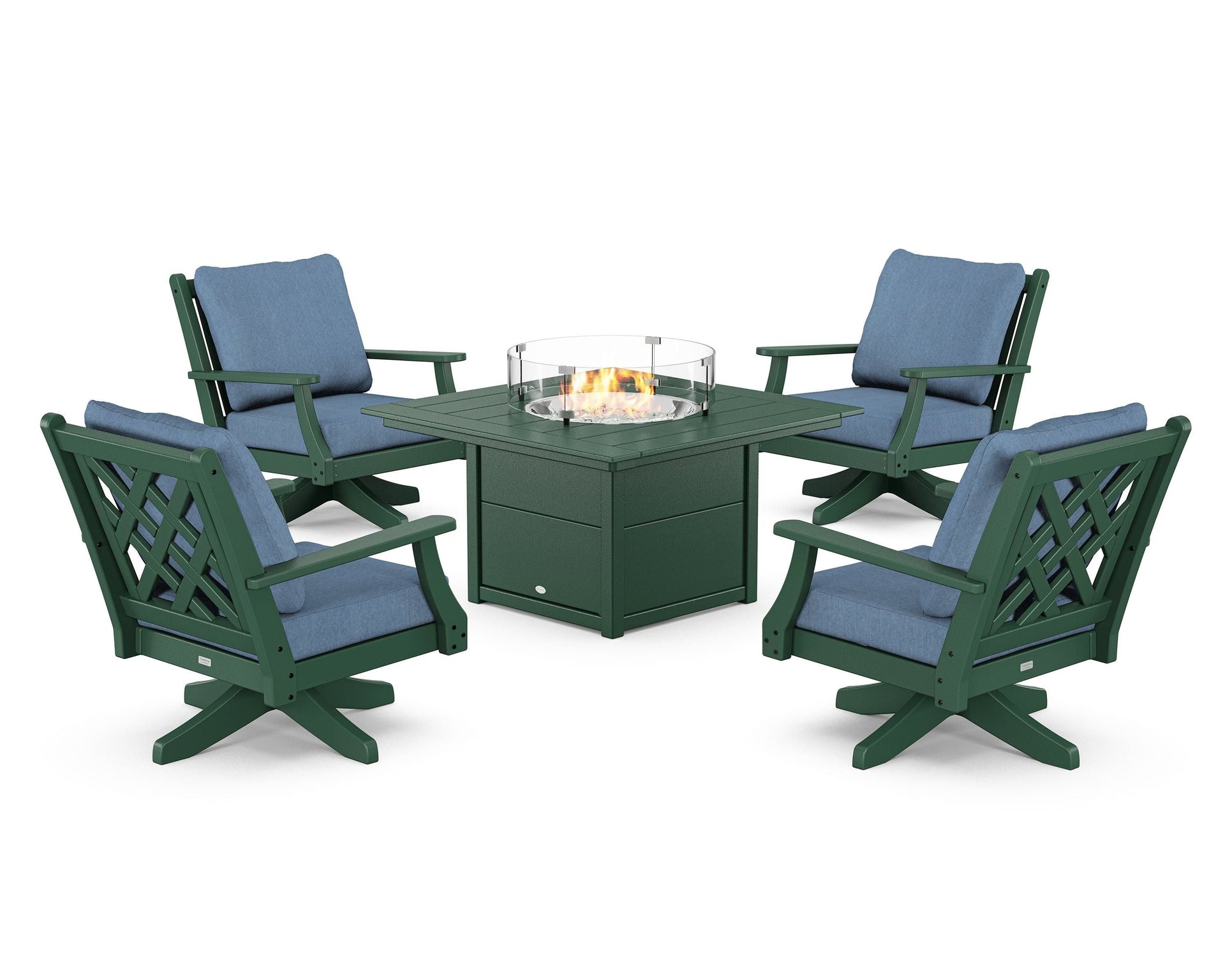 Wovendale 5-Piece Deep Seating Swivel Conversation Set with Fire Pit Table