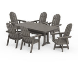 Vineyard Curveback Adirondack Swivel Chair 7-Piece Dining Set with Trestle Legs